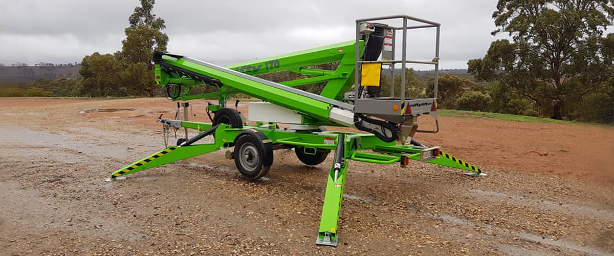 Nifty Trailer Mounted Boom Lift - hire from Mid North Scissor Lifts Clare Valley